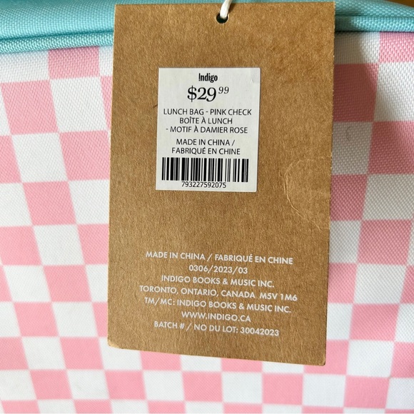 School Lunch Bag / Lunch Box Insulated Retro Skater Girl Pink Check WonderCo NWT - Picture 8 of 8